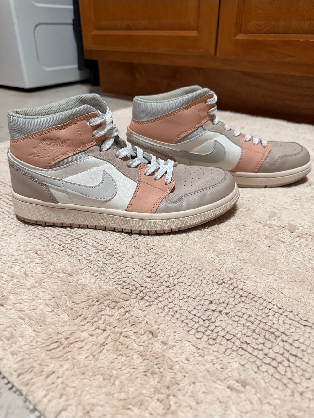 Jordan Women's Mid-Top Sneakers - Pink, Gray & White
